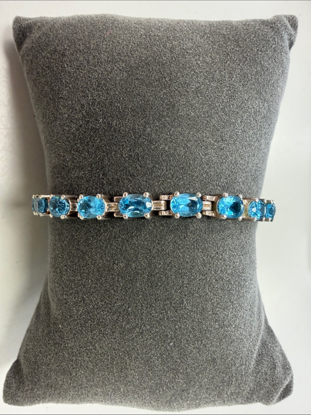 Sterling Silver Oval Blue Topaz Bracelet